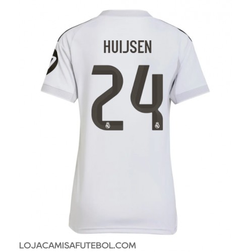Camisa de Futebol Real Madrid Dean Huijsen #24 Equipamento Principal Mulheres 2025-26 Manga Curta
